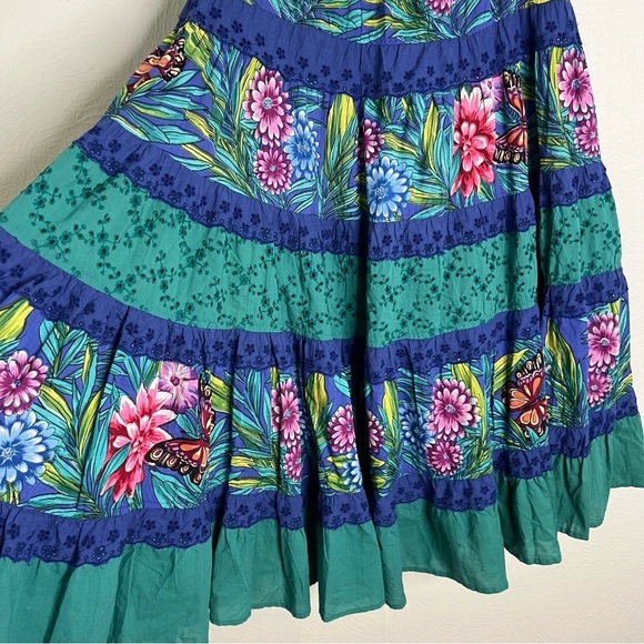 Maria Isabel Womens Boho Maxi Skirt Floral Tropical Elastic Waist Size CH(S) - Picture 7 of 12